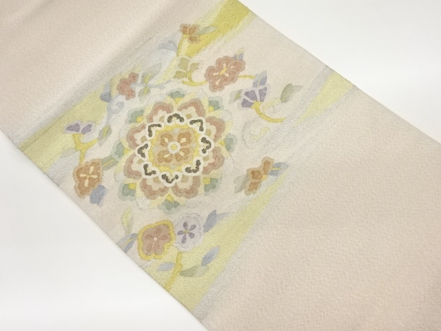 JAPANESE NAGOYA OBI / KIN-TOSHI / WOVEN FLOWER CREST